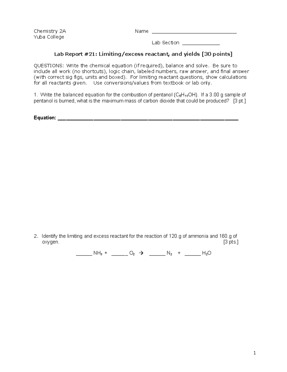 Lab+21+Limiting+reactant+&+% - Chemistry 2A Name Yuba College Lab ...