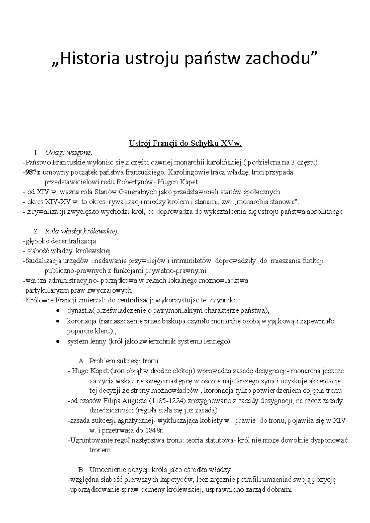 Marek Wąsowicz Historia Ustroju Państw Zachodu www.studocu.com