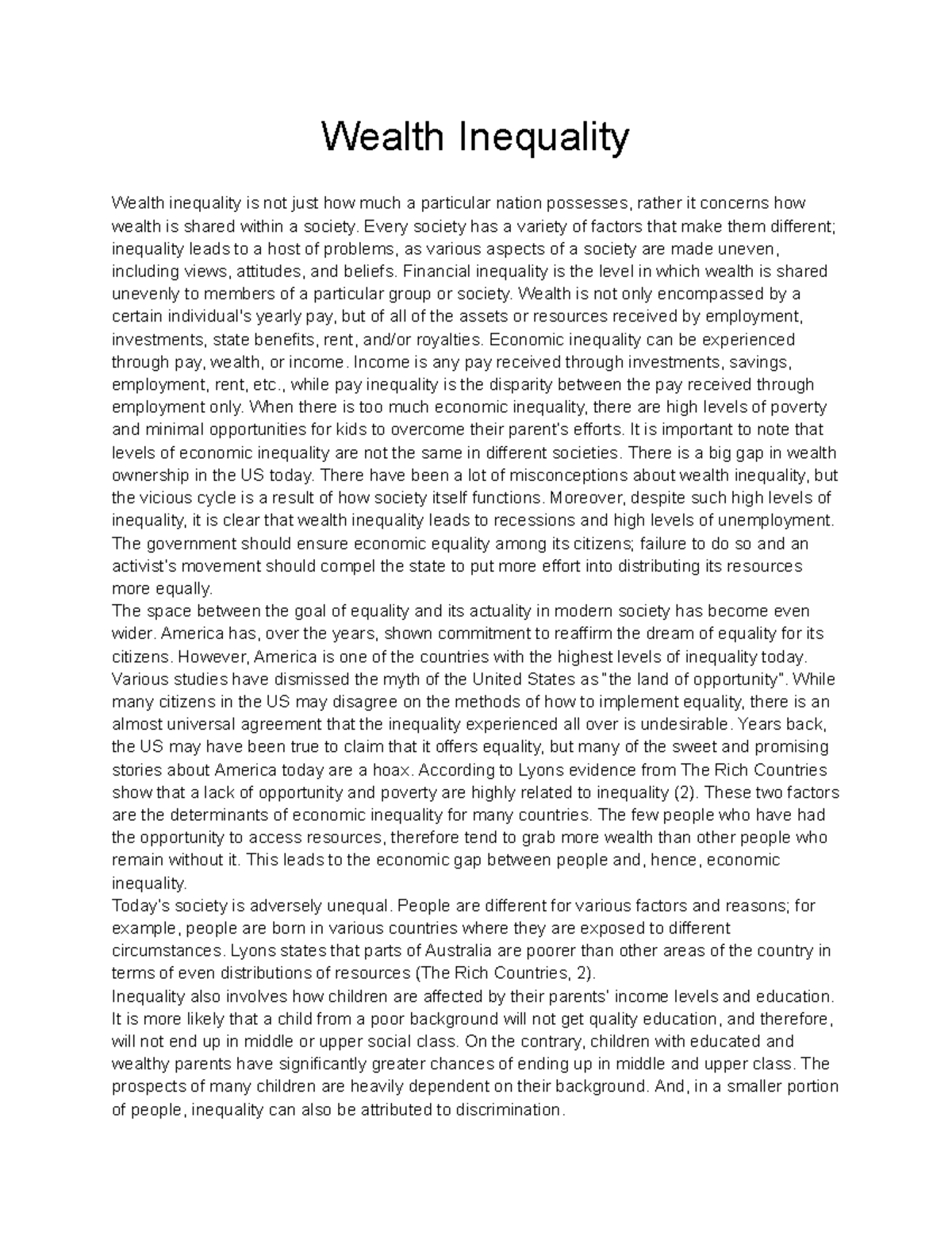 Wealth Inequality - Wealth Inequality Wealth inequality is not just how ...