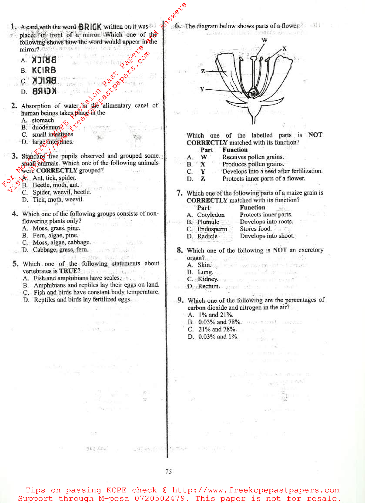 KCPE 2008 Science E - For More Free KCPE Revision Past Papers And Visit ...