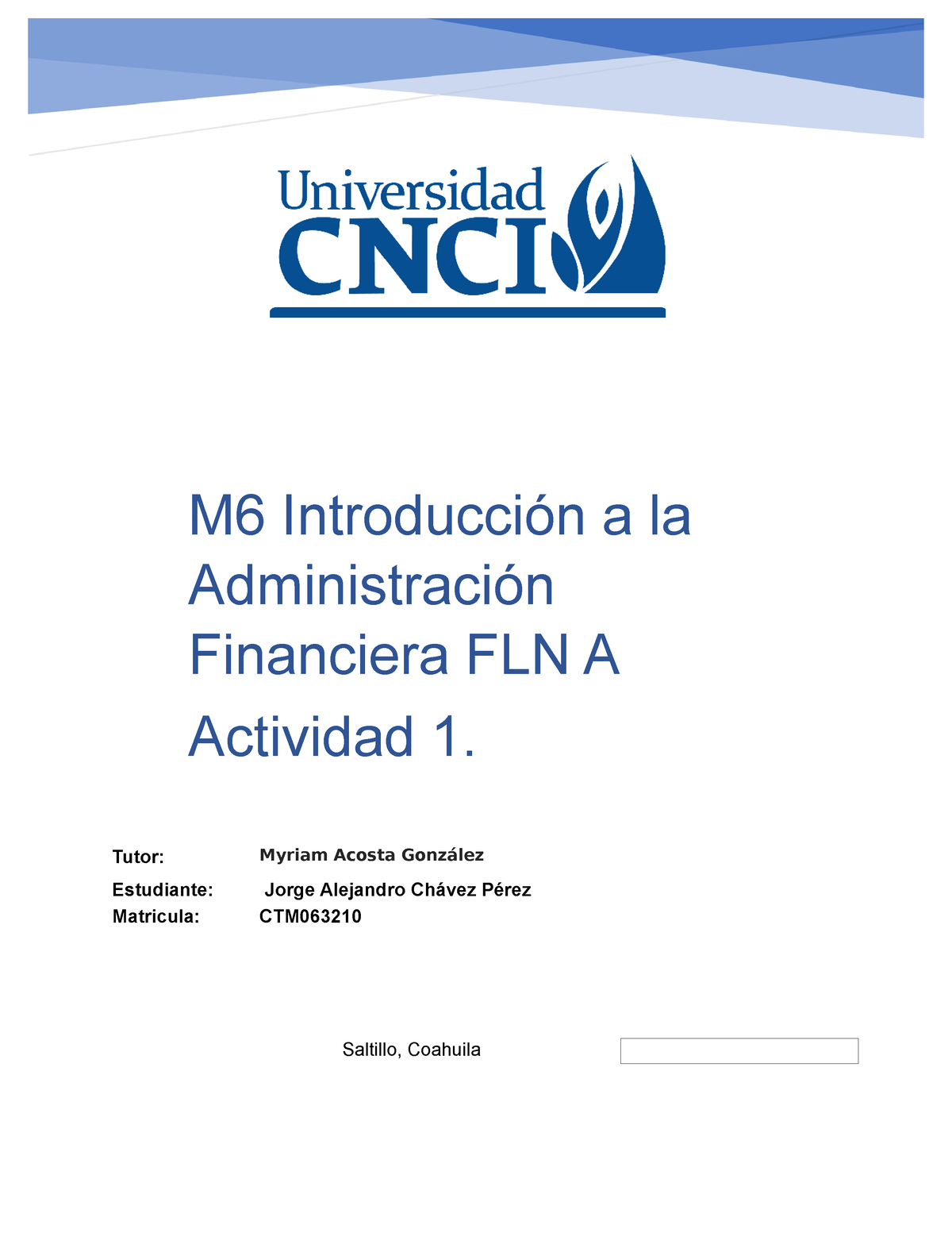 M6 Introduccion Ala Administracion Financiera FLN A Actividad 1 ...