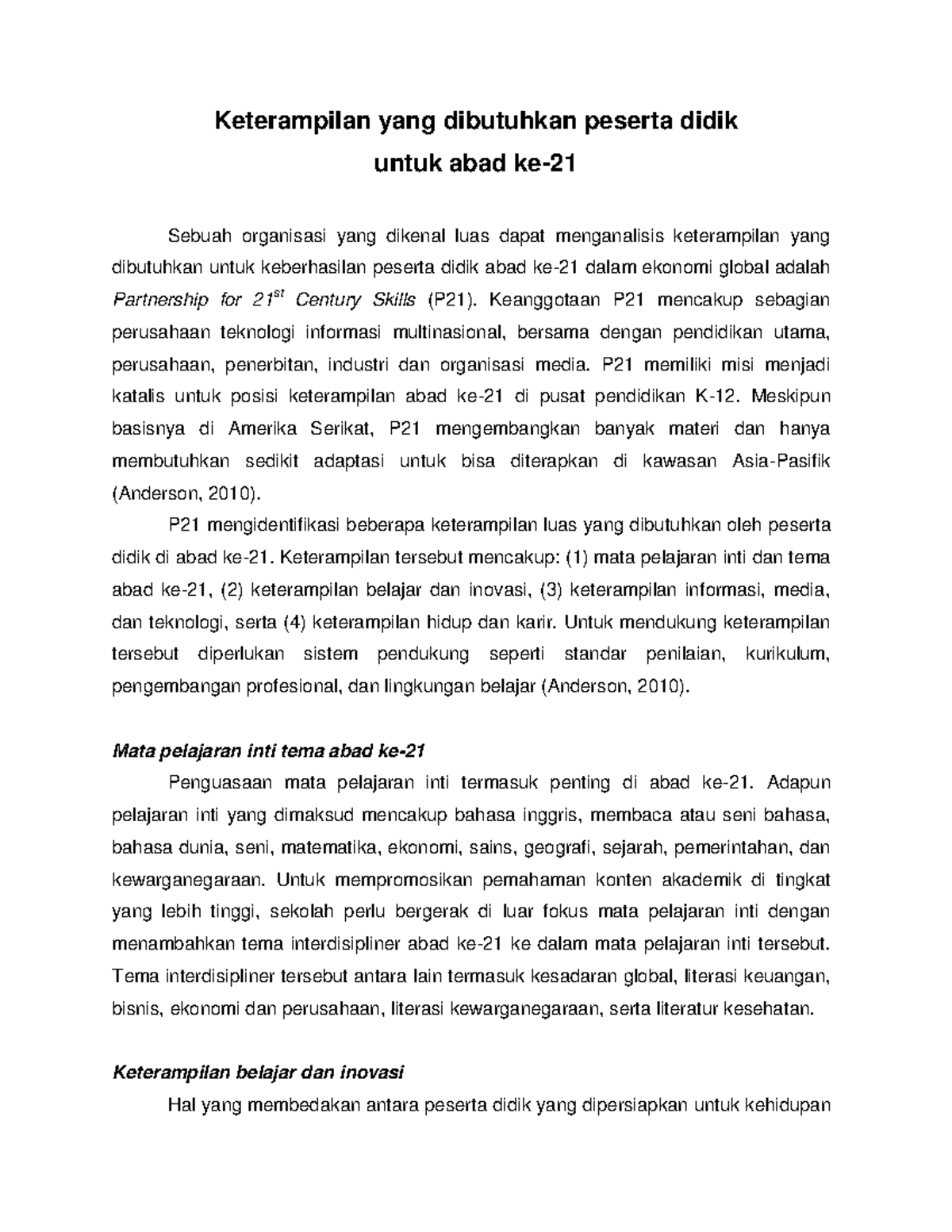 F.7. Keterampilan Yang Dibutuhkan Peserta Didik Untuk Abad Ke-21 ...