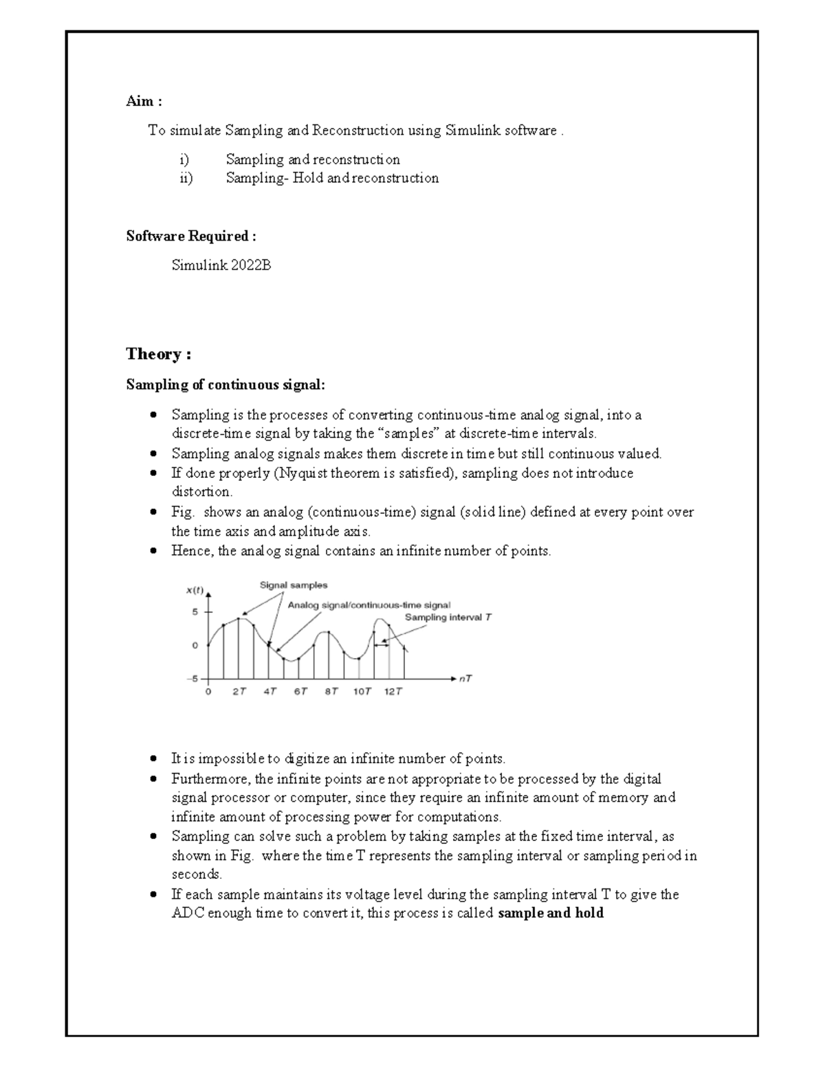 Adc black and white - assignment - Aim : To simulate Sampling and ...