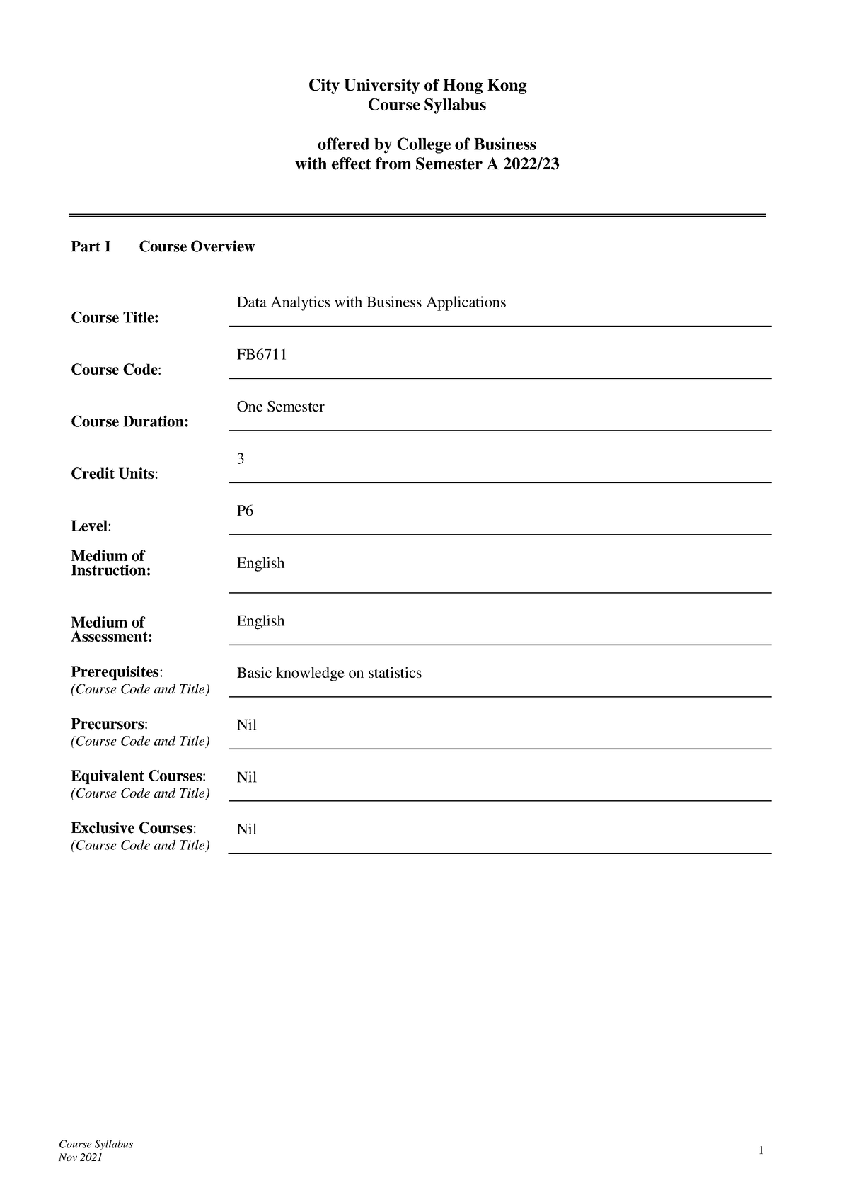 FB6711 - Syllabus - City University Of Hong Kong Course Syllabus ...