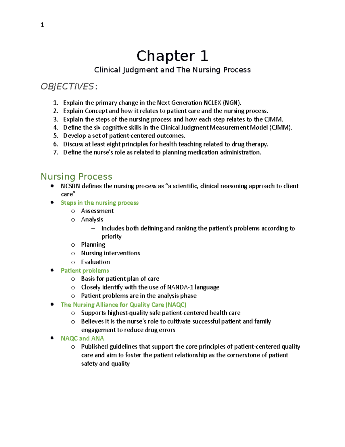 Chapter 1 Study Guide, Pharmacology - Chapter 1 Clinical Judgment And ...