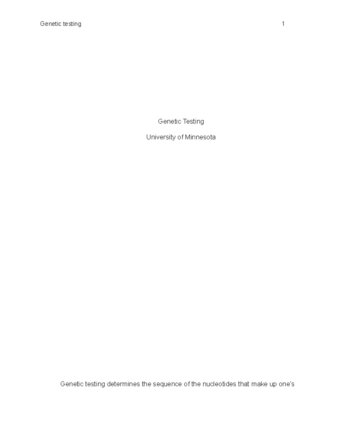 essay about genetic testing