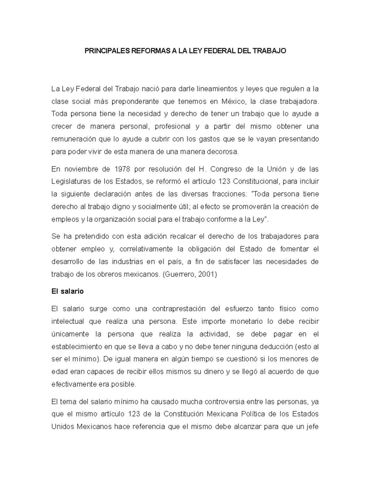 Principales Reformas A La Ley Federal Del Trabajo - PRINCIPALES ...
