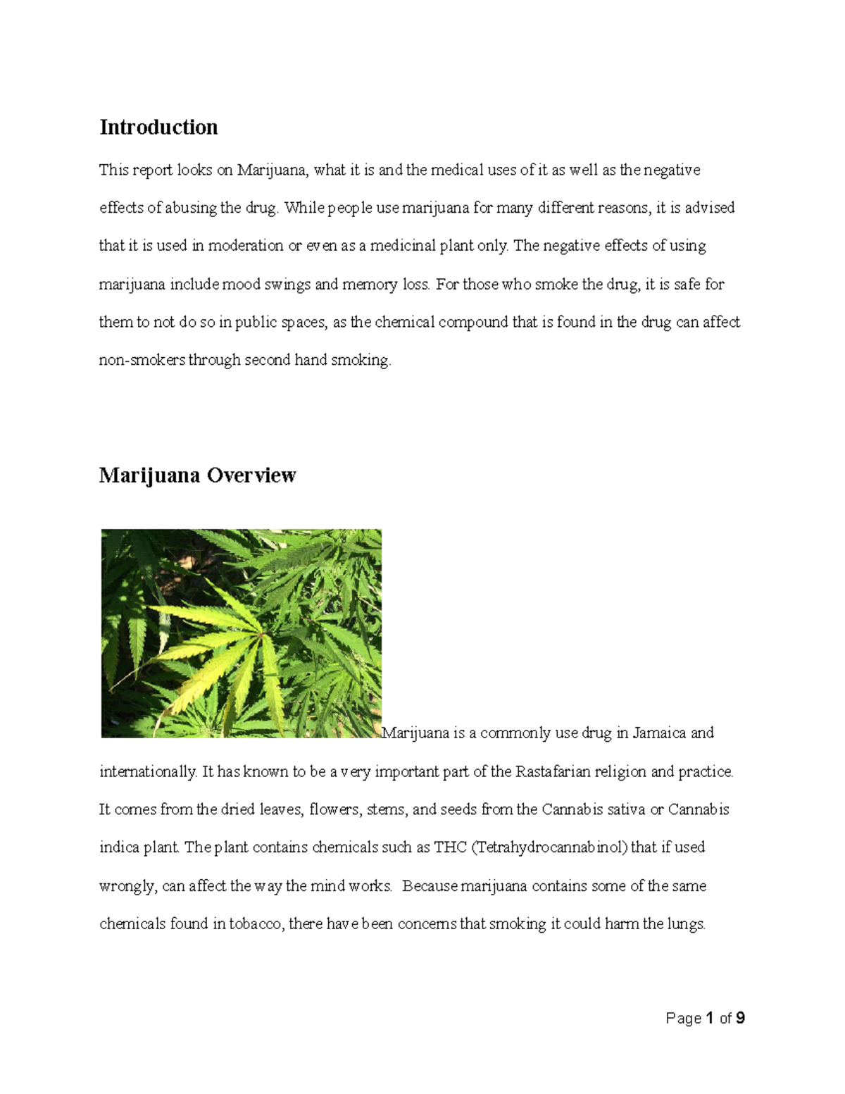 marijuana research paper introduction