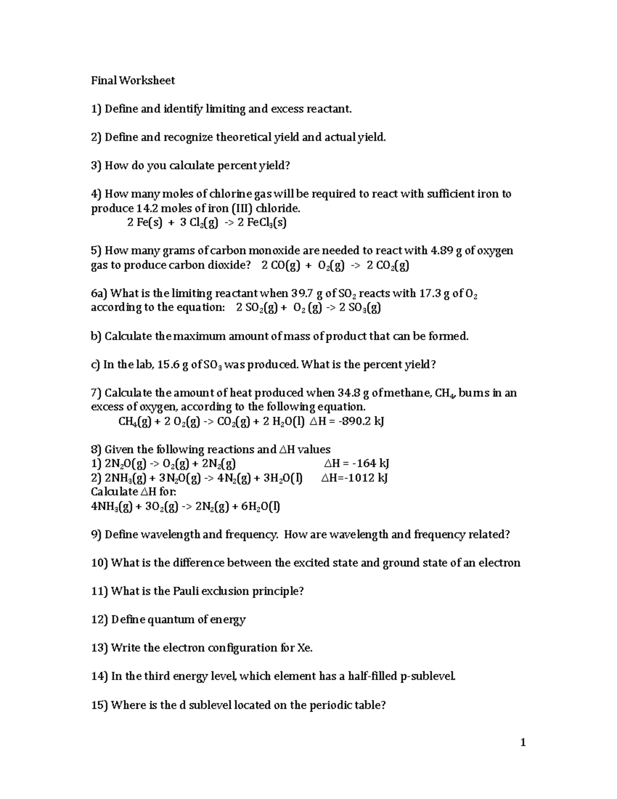 Honors Final Exam Worksheet 2022 - Final Worksheet Define and identify ...