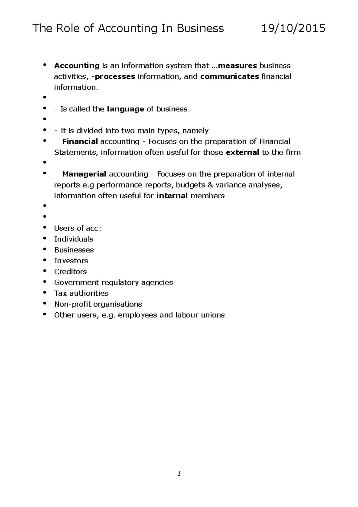 Accounting Principles Lecture Notes - Lecture notes, lectures 1 - 13 ...