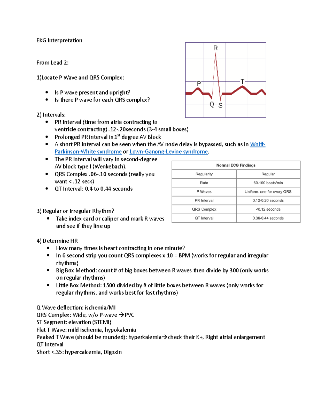 EKG Interpretation - Summary of how to interpret EKG - EKG ...