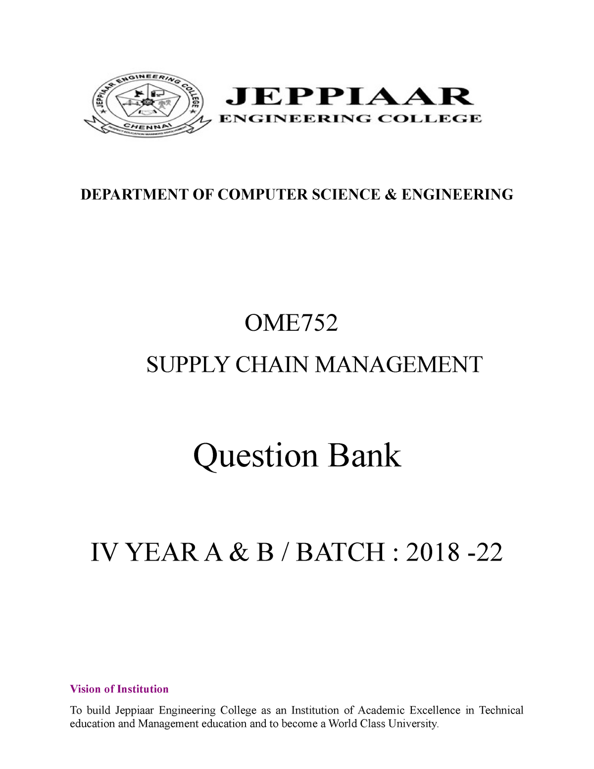 Ome752 Supply Chain Management Important Questions