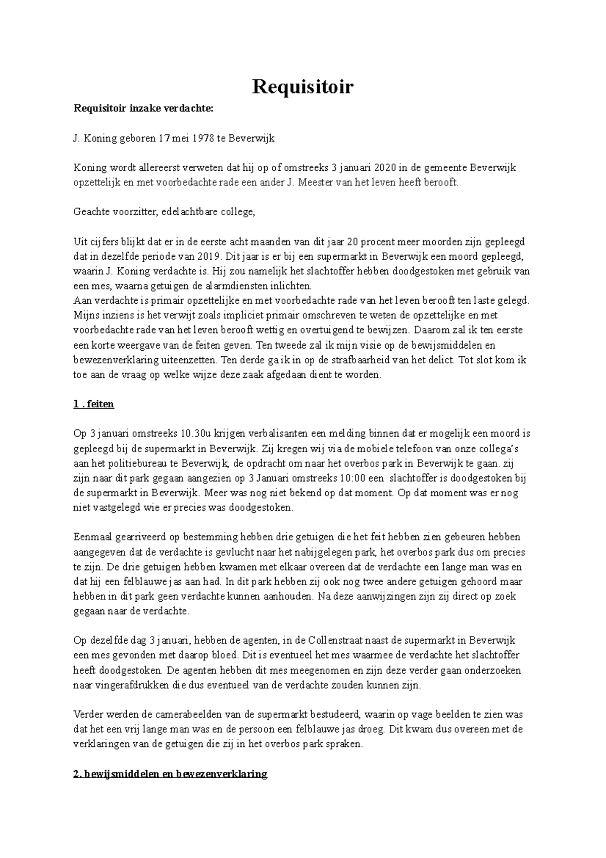 voorbeeld voor het schrijven van een Requisitoir Project publiekrecht HvA Studeersnel