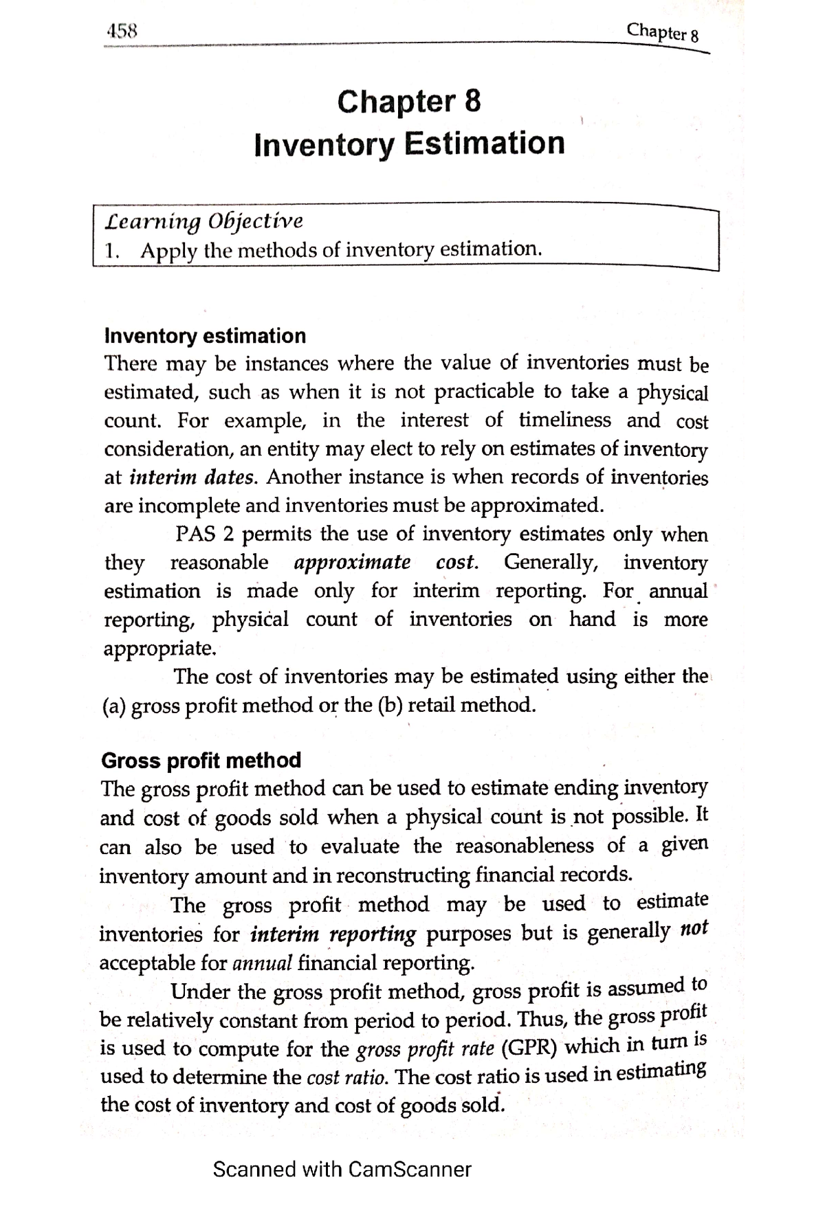 Chapter 8 Inventory Estimation - Accountancy - Studocu