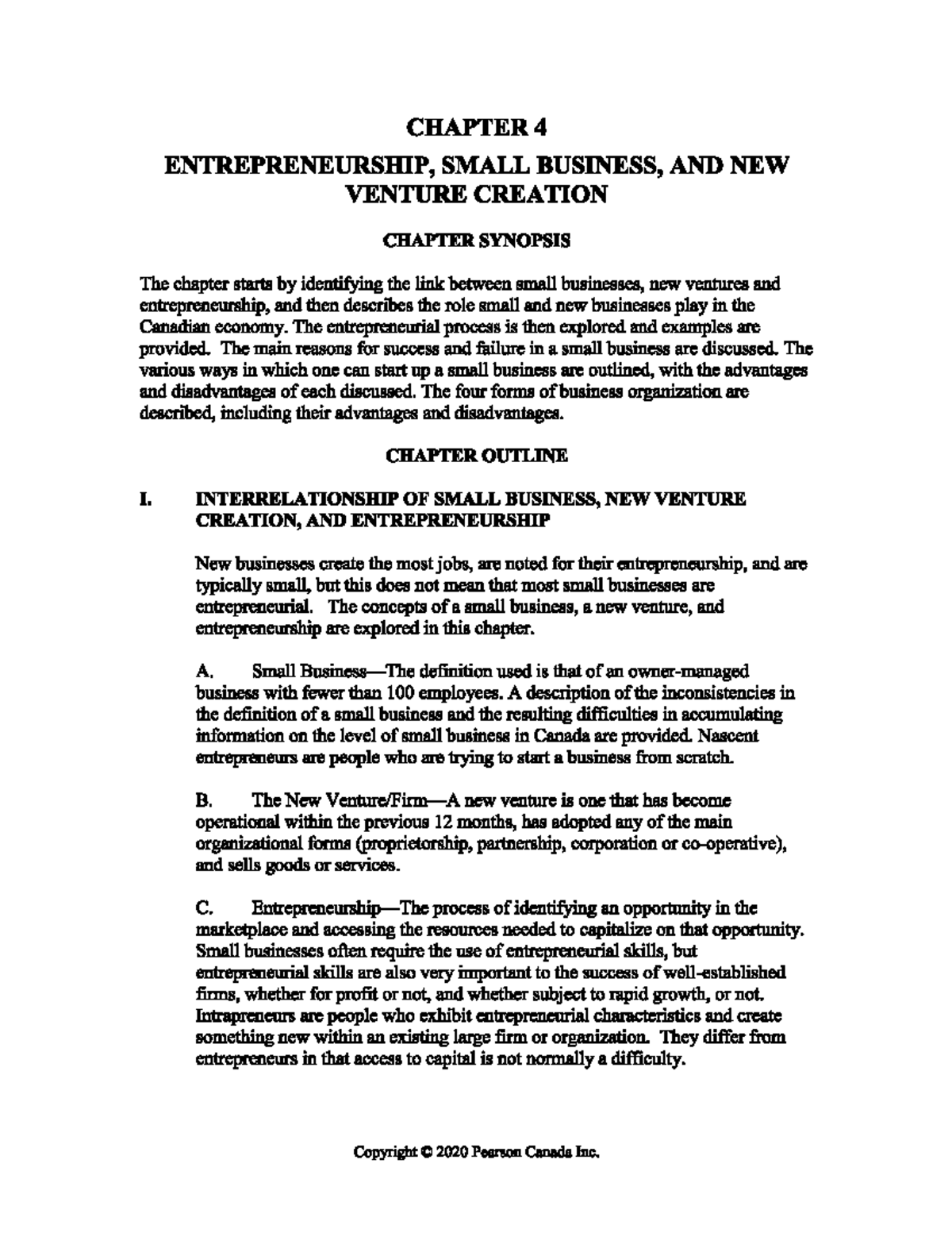 4 Chapter Summary Entrepreneurship, small business, new venture