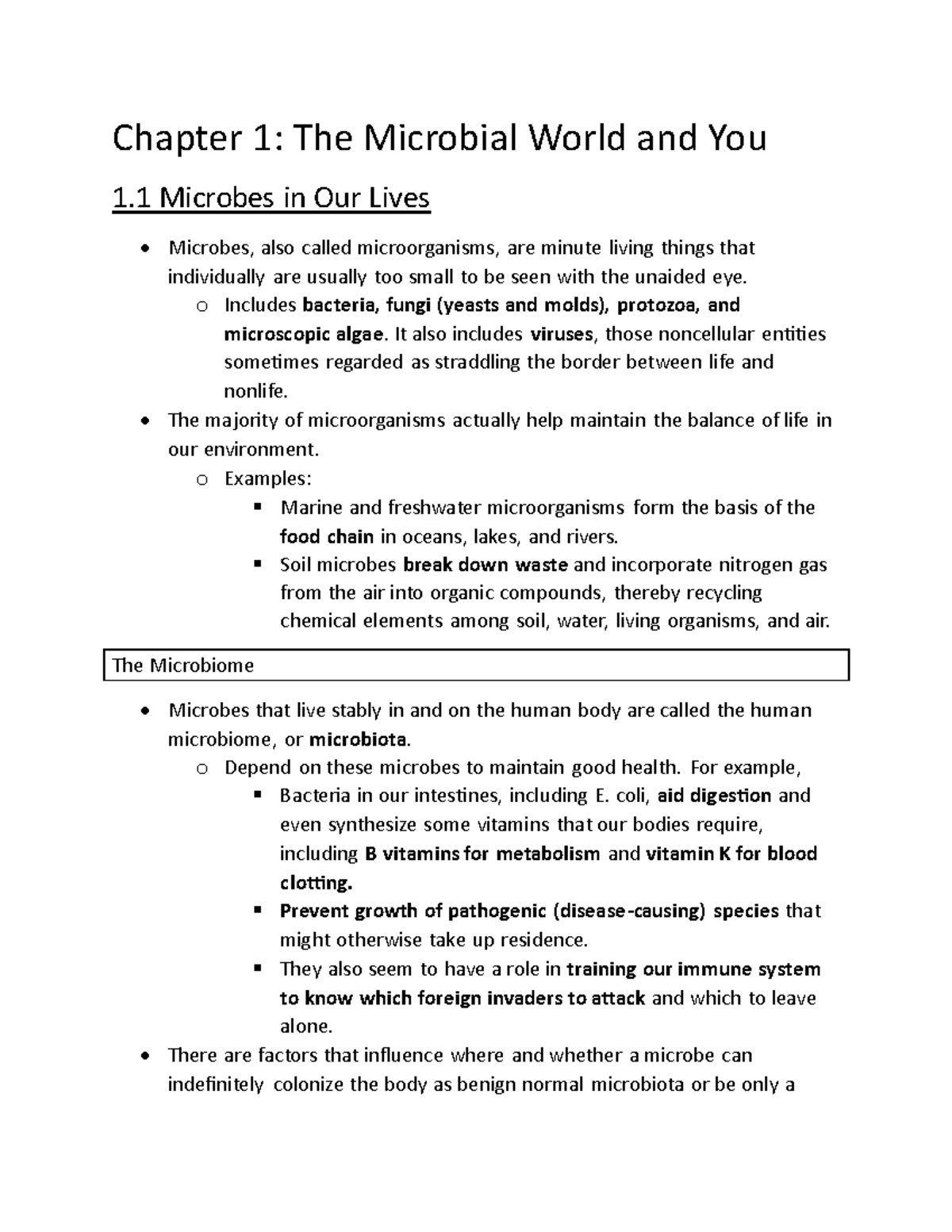 Microbiology (BIOL 230) - Chapter 1: The Microbial World and You 1 ...