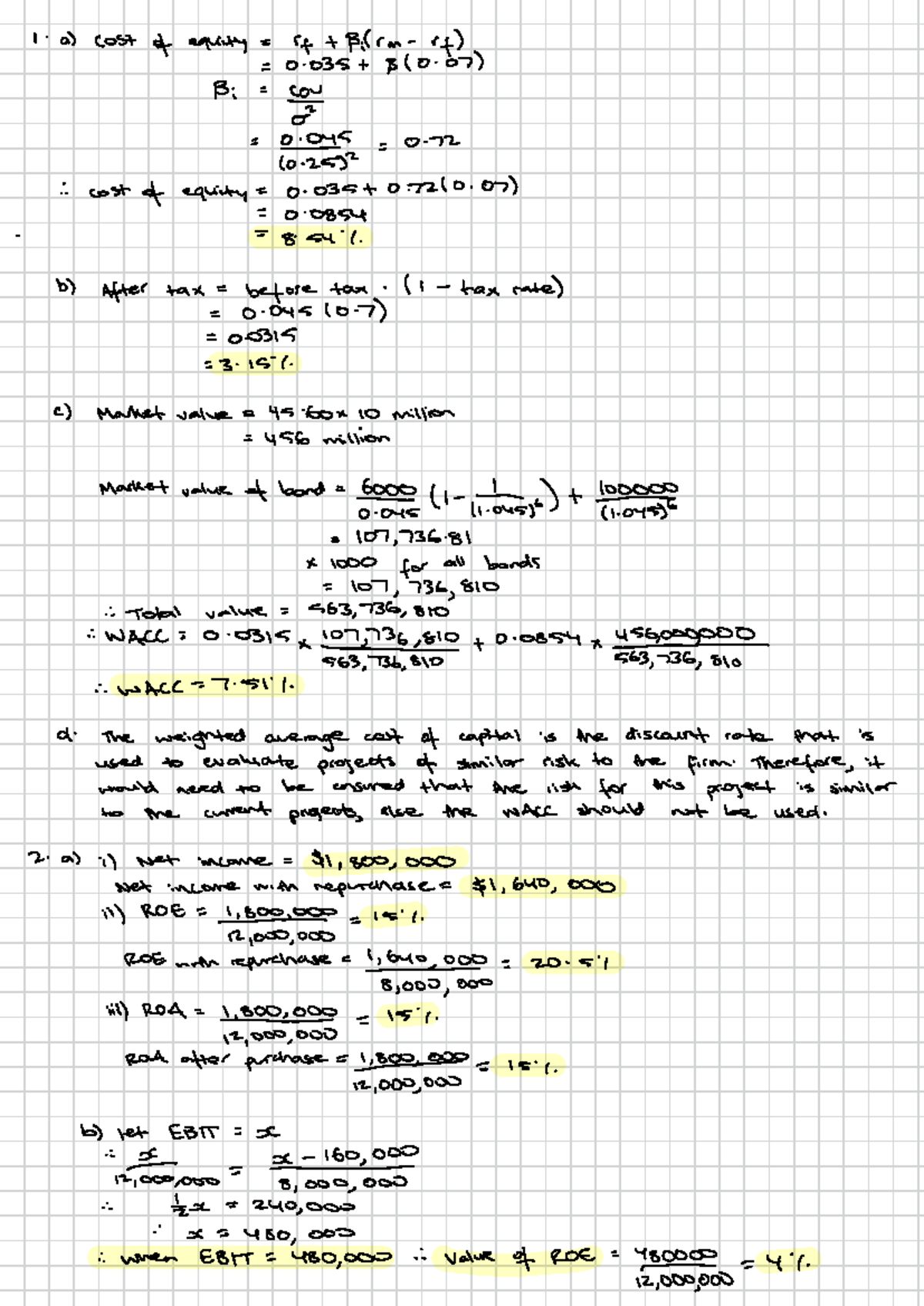 Exam Buddy Task 4 Answers - 1 as cost of equity + -f + Birm - rt) = 0 ...