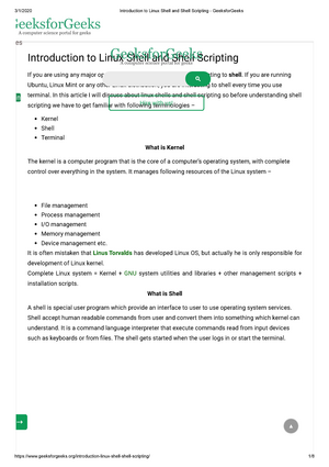 Introduction To Linux Shell And Shell Scripting Geeksfor Geeks Studocu