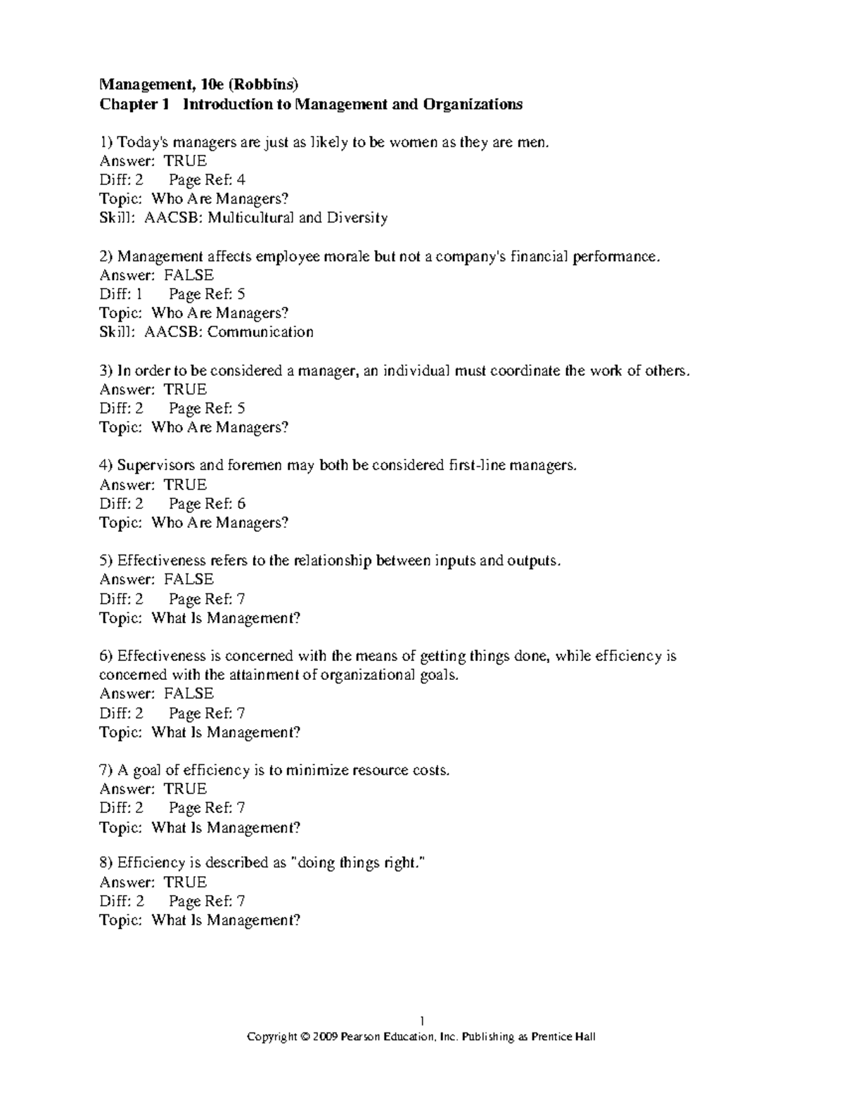 10e Management 1 Management 10e Robbins Chapter 1 Introduction