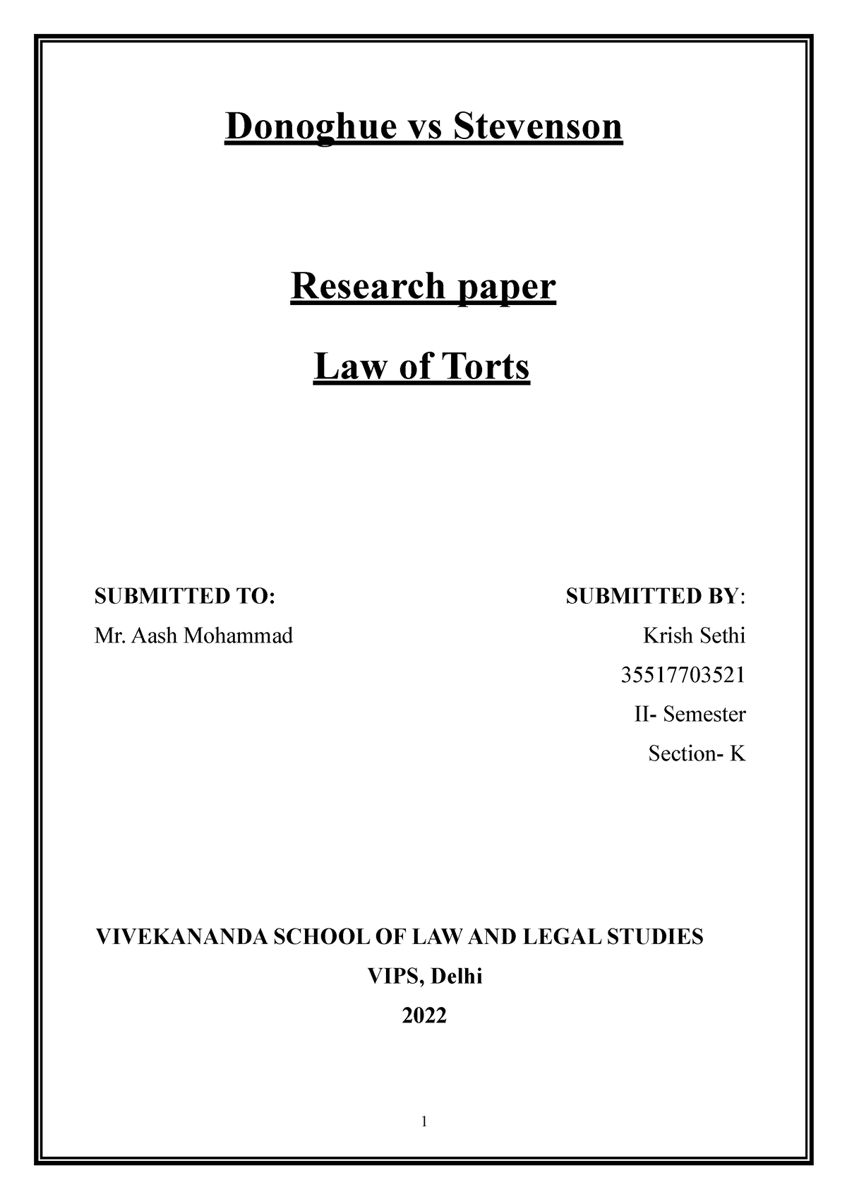 law of torts research paper topics