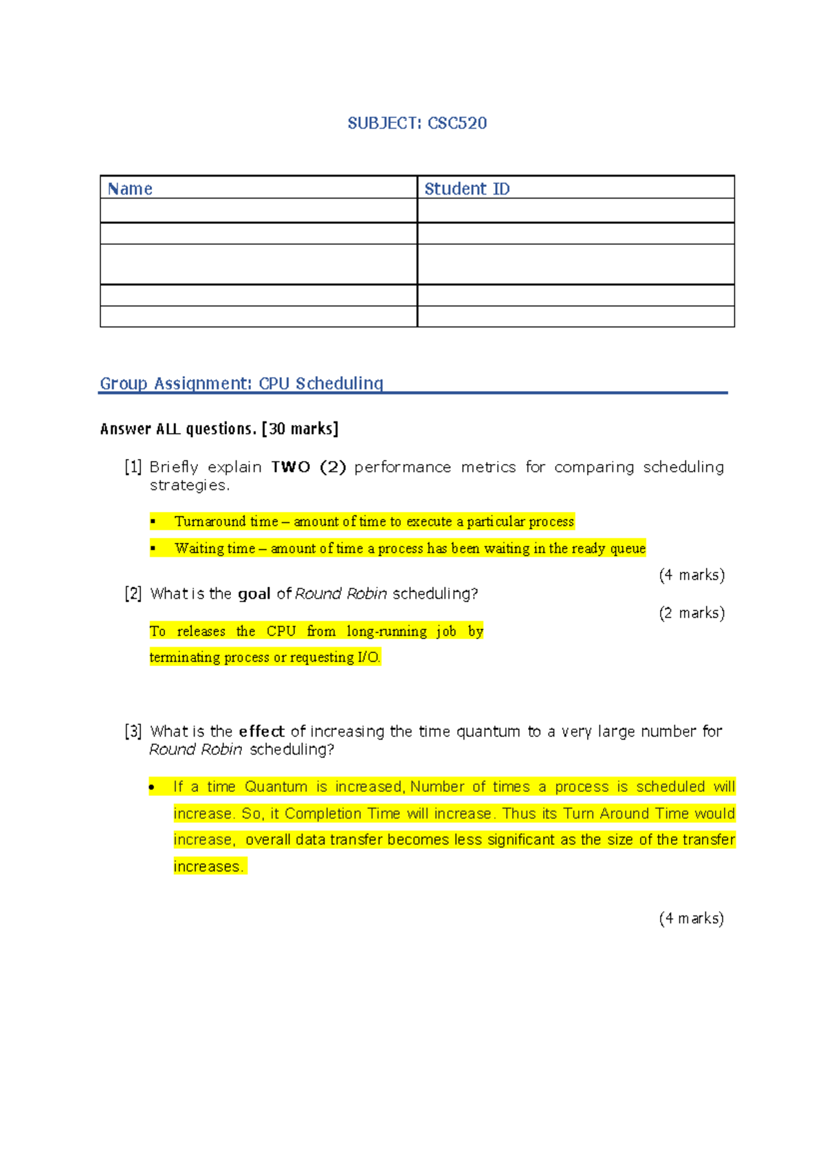 cpu assignment pdf