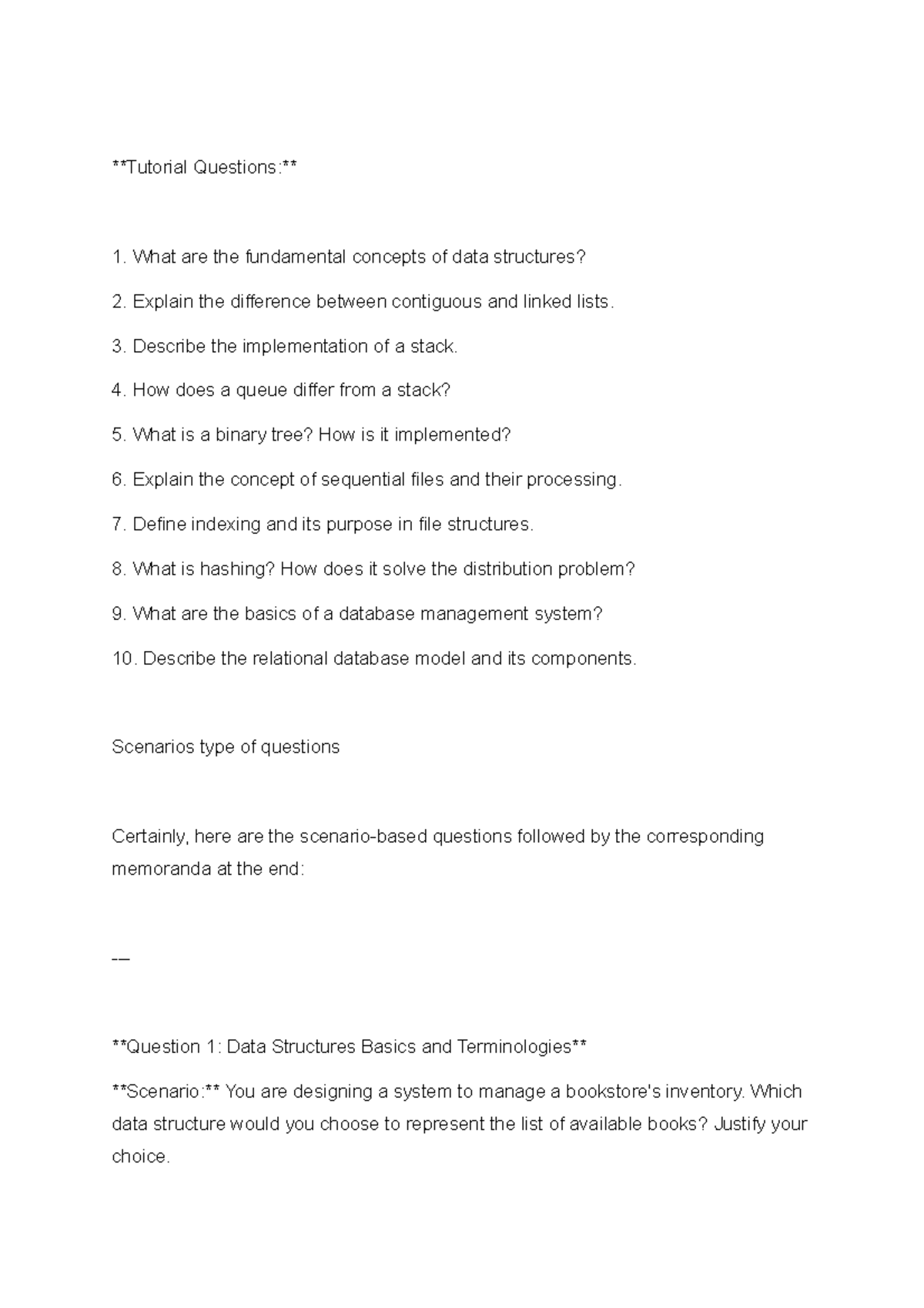 Tutorial Questions - Tutorial Questions: What are the fundamental ...
