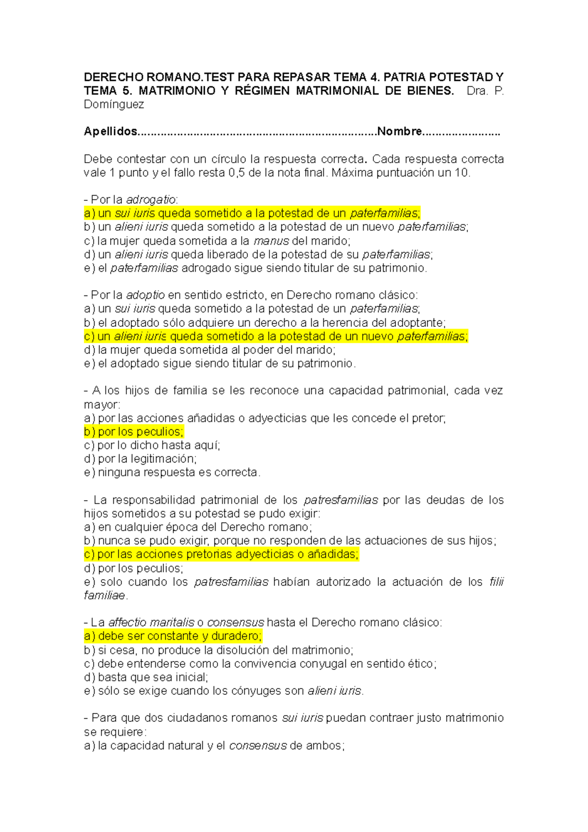 Test Repaso Temas 4 Y 5 - Test Derecho Romano 1r Año UB - DERECHO ...