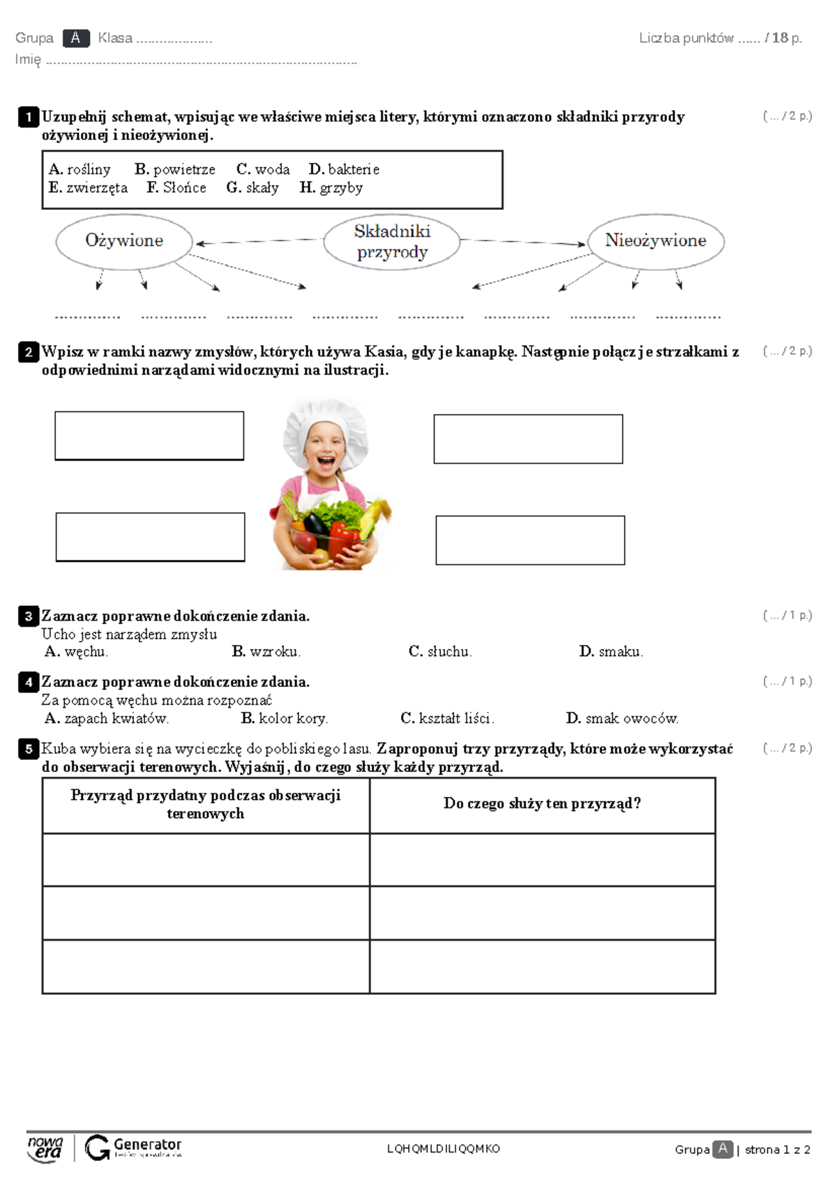 Test po dziale 1 - wszystko w pliku - LQHQMLDILIQQMKO Grupa A | strona