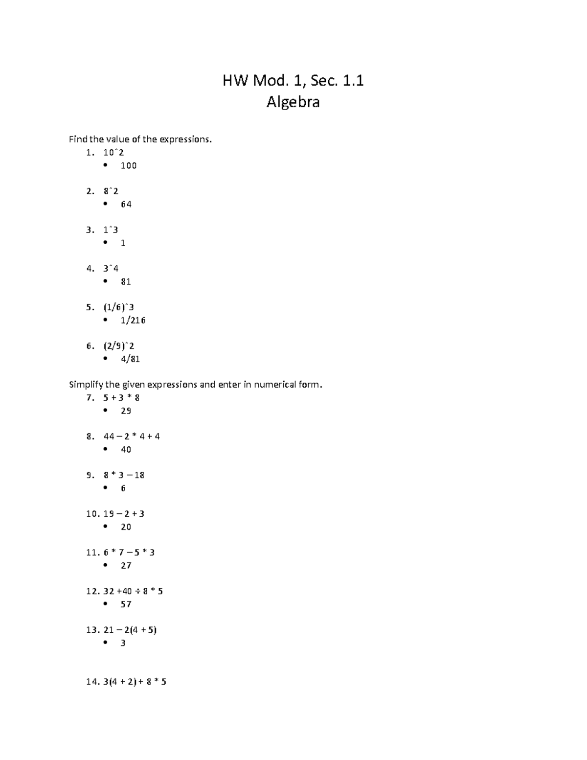 algebra 2 1.1.1 homework answers