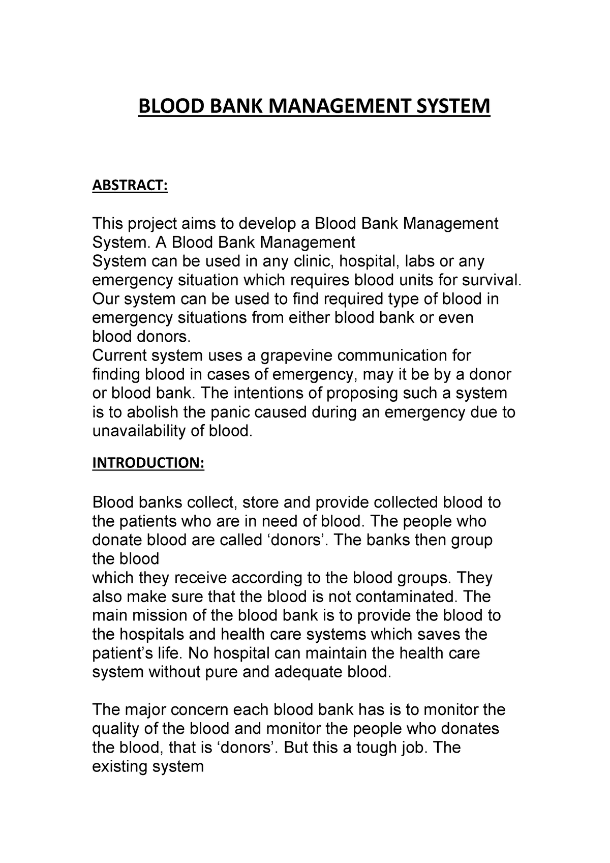 thesis topics in blood banking