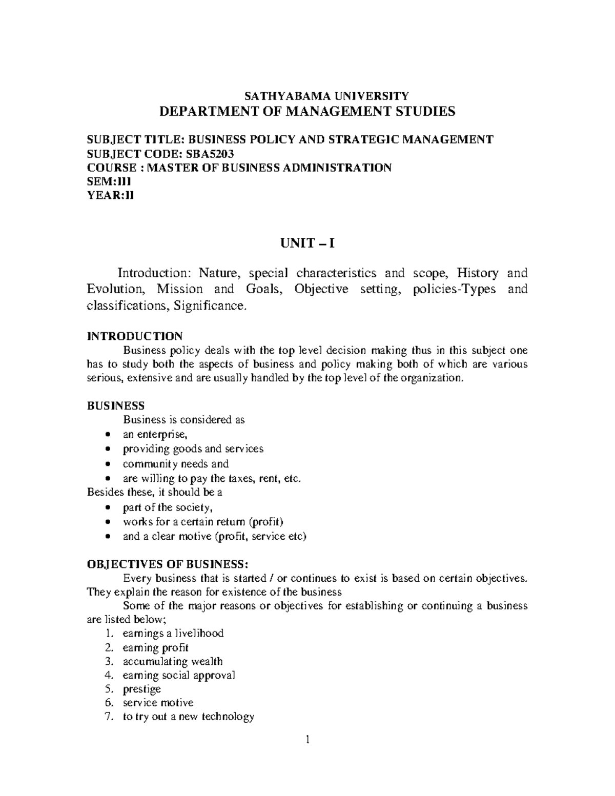 Note 1470116875 - Lecture notes 1 - SATHYABAMA UNIVERSITY DEPARTMENT OF ...