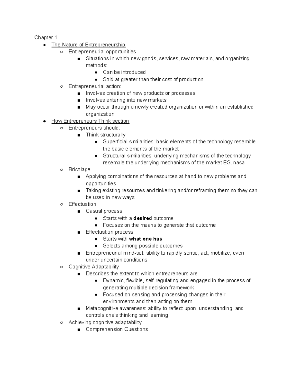 ELE 3010 Midterm - Chapter 1 The Nature of Entrepreneurship ...