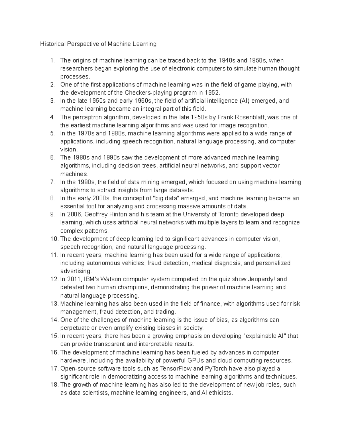 Historical Perspective of Machine Learning - One of the first ...