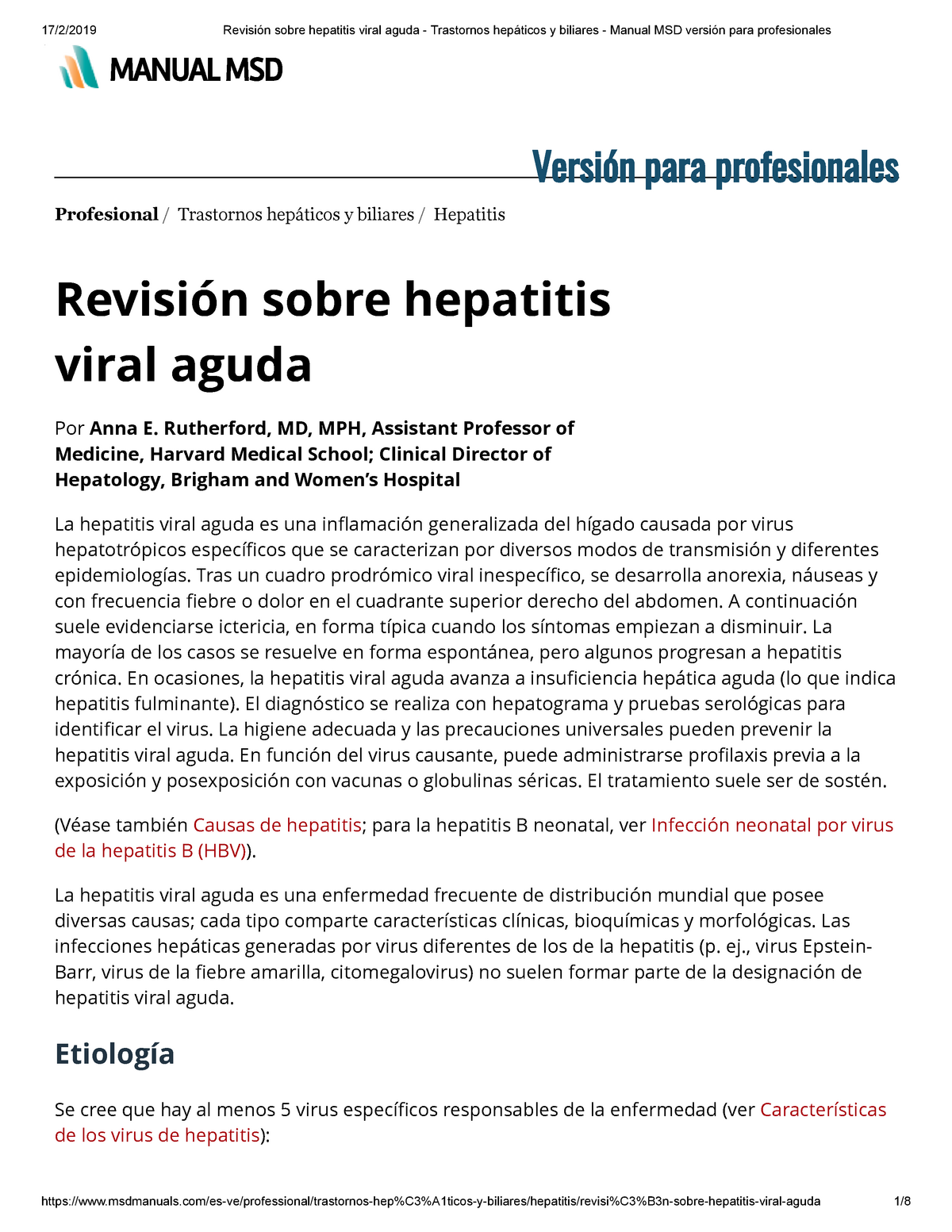 Hepatitis Viral - Profesional / Trastornos Hepáticos Y Biliares ...