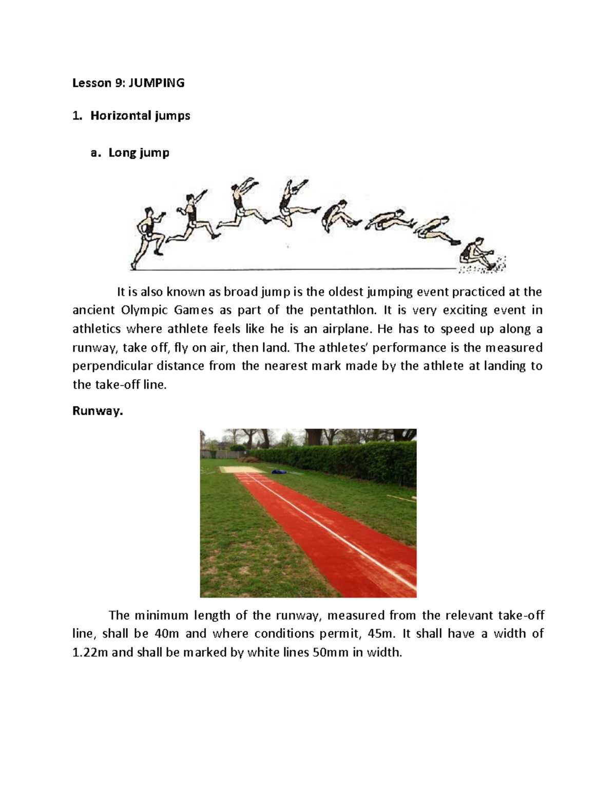 Lesson9 Jumping Caslyn Lesson 9 JUMPING Horizontal jumps a. Long