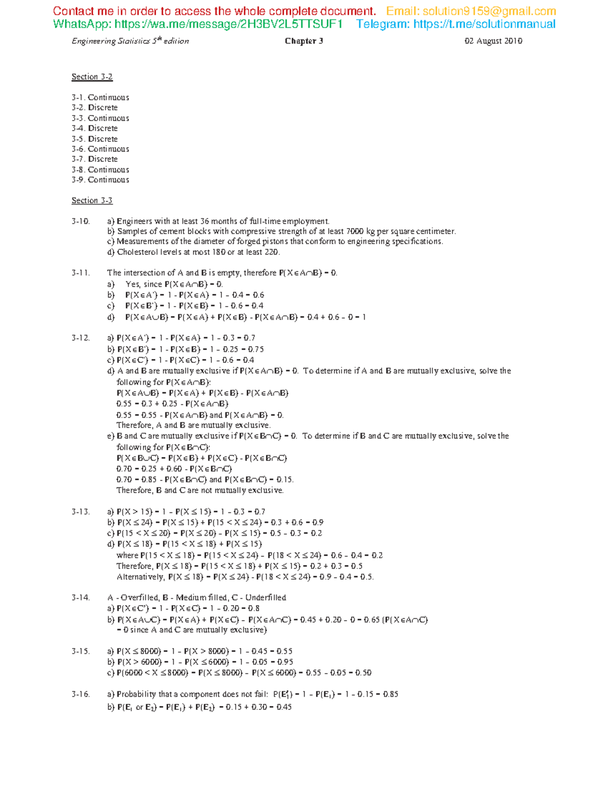 Solution Manual For Engineering Statistics 5th Edition By Douglas ...