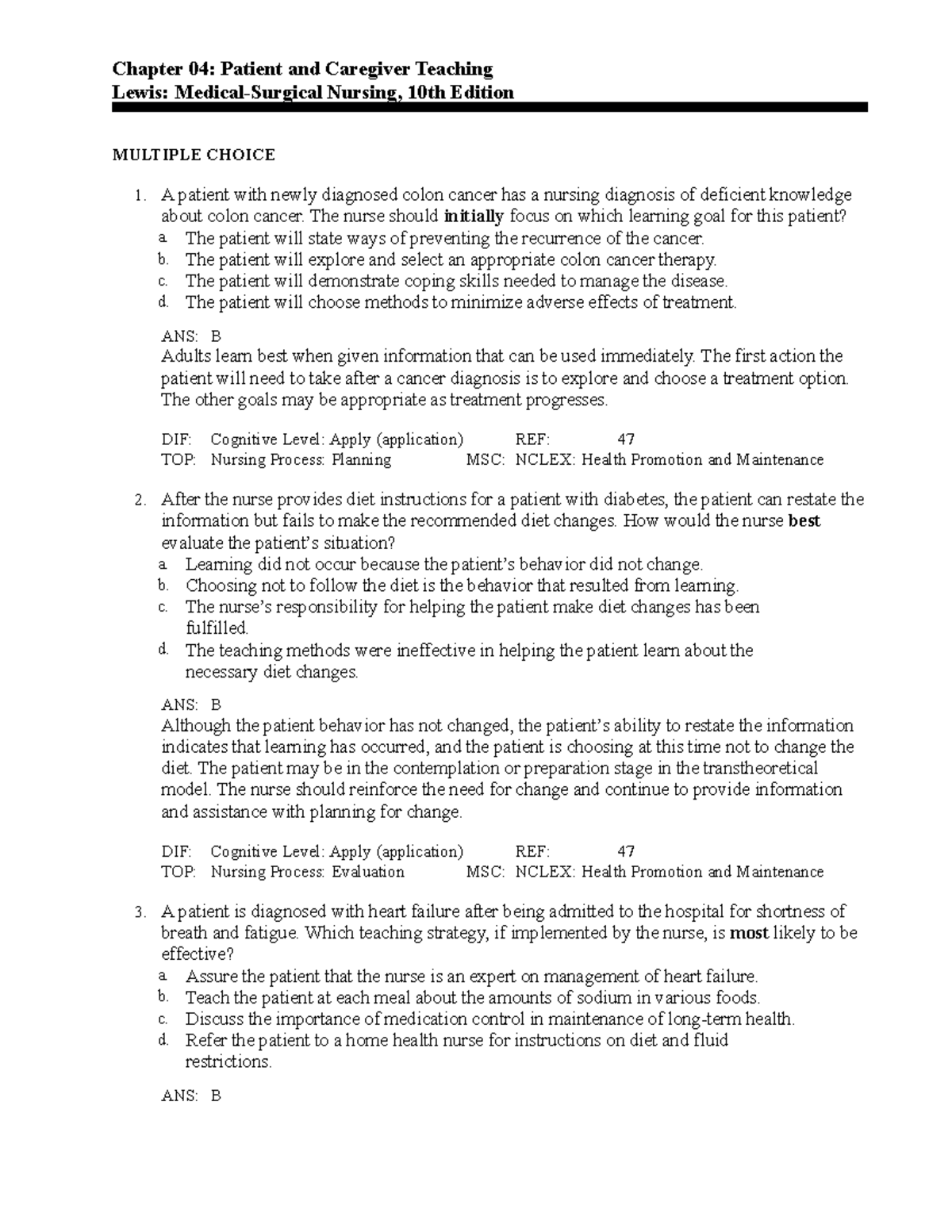 C4 - Notes - Chapter 04: Patient And Caregiver Teaching Lewis: Medical ...