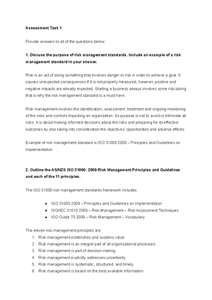 Assessment Task 2 Bsbpmg 536 - Assessment Task 2 Manage project risk ...