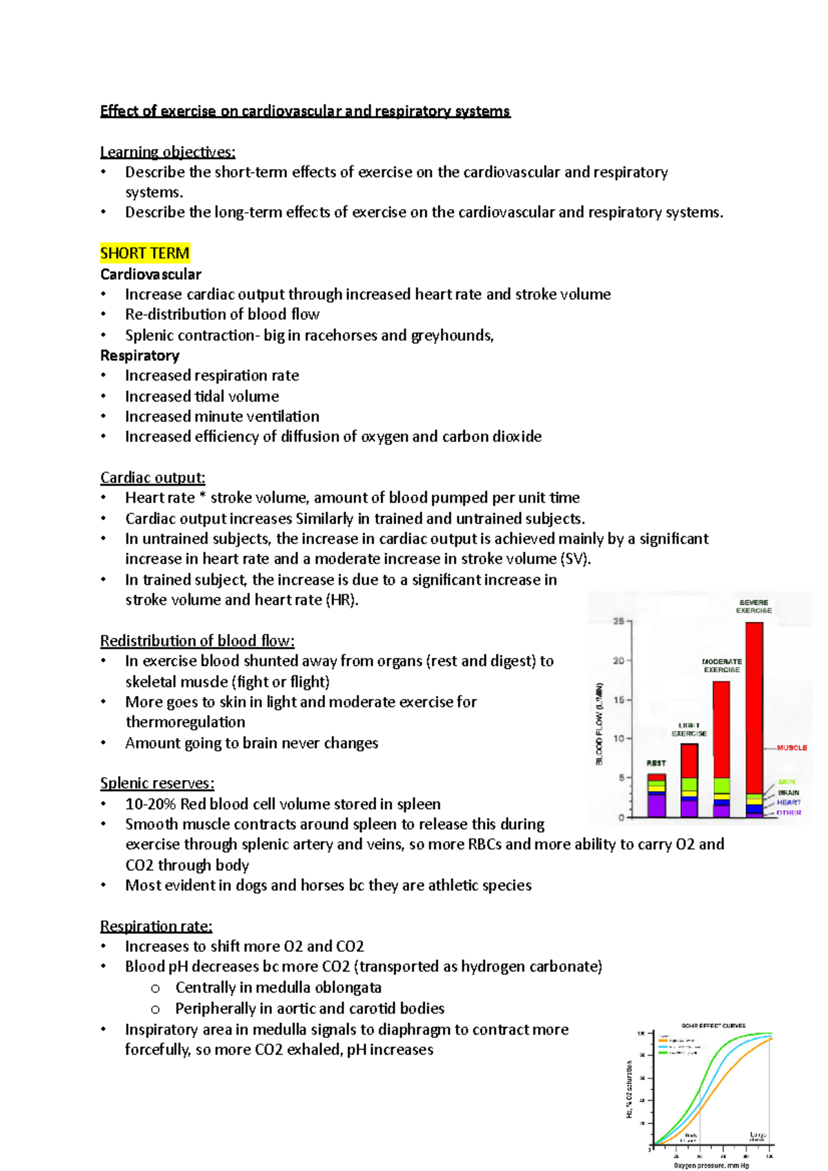 Effects of Exercise on Cardiovascular and Respiratory Systems - Studocu