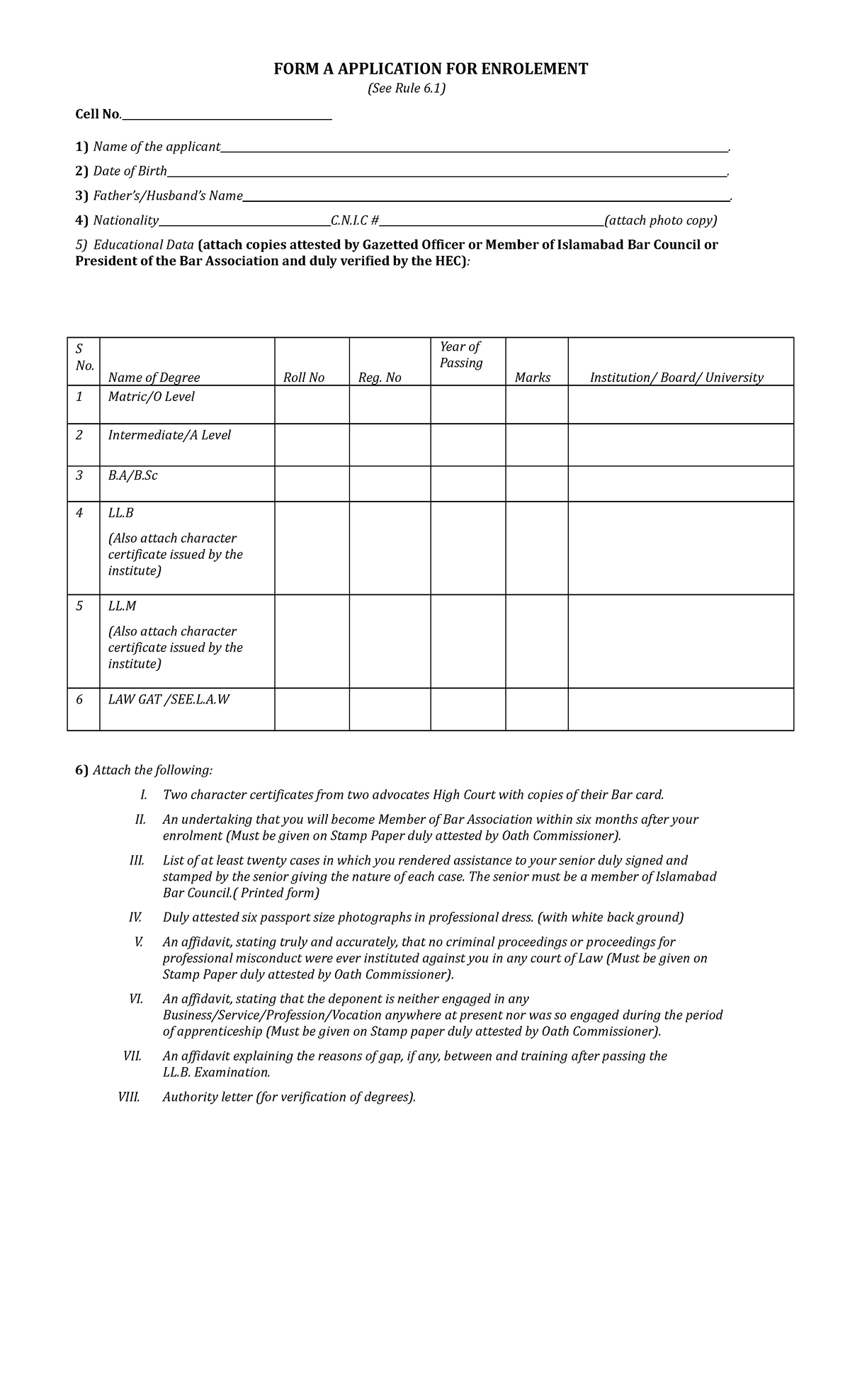 2nd-intimation-1 - FORM A APPLICATION FOR ENROLEMENT (See Rule 6) Cell ...