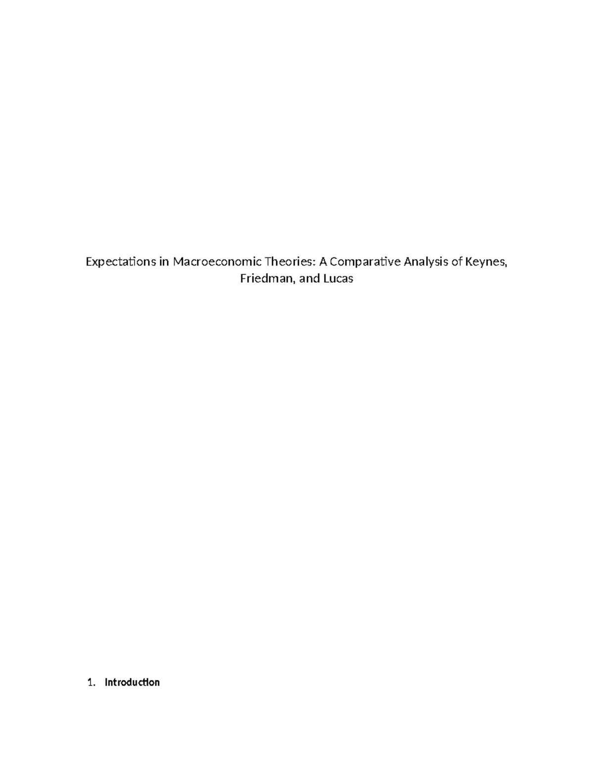 Assignment 03 ECS4861 - Expectations in Macroeconomic Theories: A ...