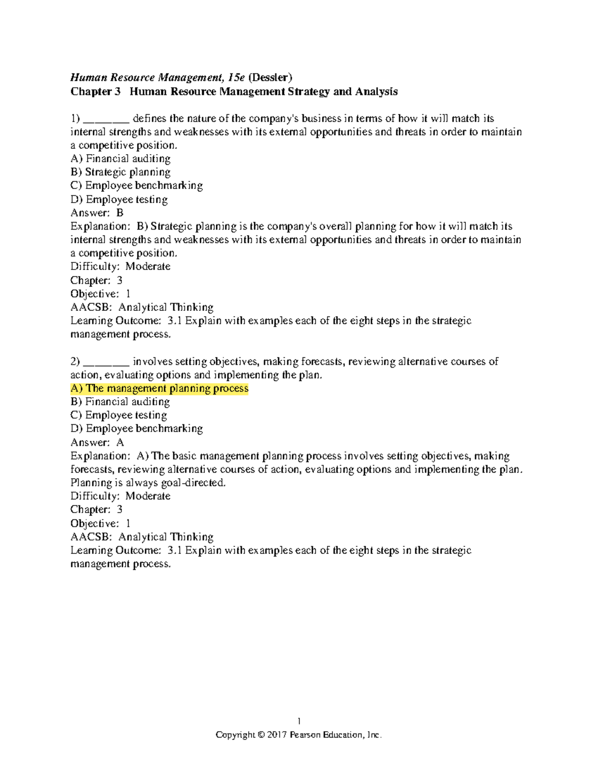 Chapter 03 - HRM - 1 Human Resource Management, 15e (Dessler) Chapter 3 ...