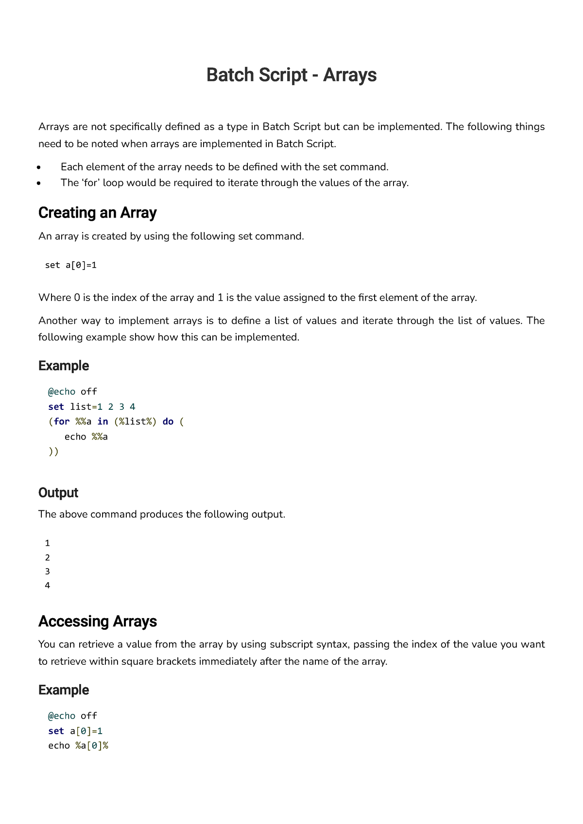 Batch Script - Chapter 3 - Batch Script - Arrays Arrays Are Not ...