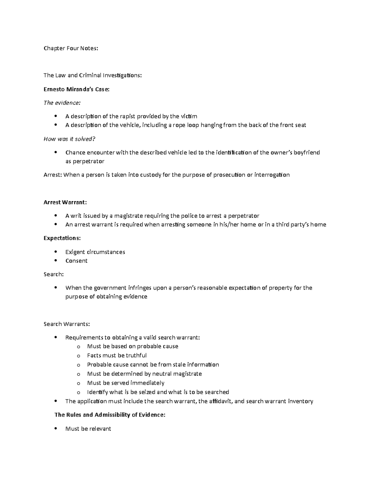 Powerpoint Notes 4 - Chapter Four Notes: The Law and Criminal ...