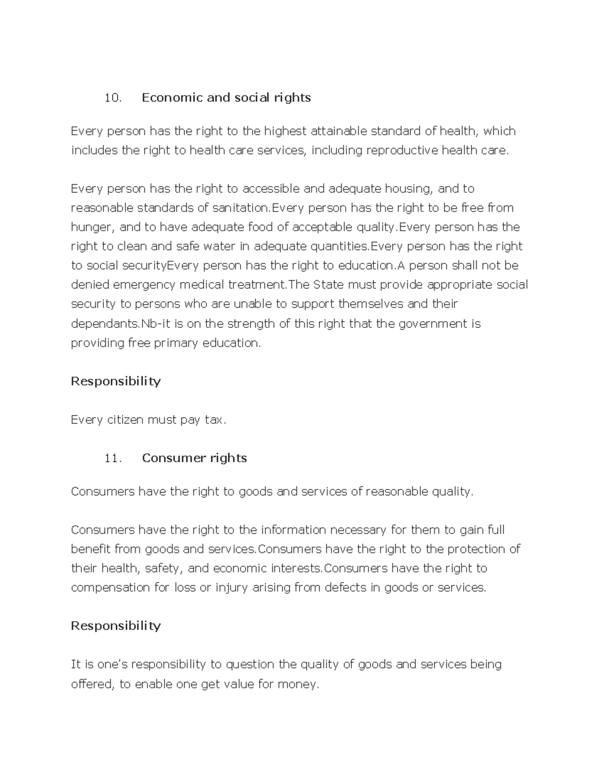 Iiouh - history notes - Economic and social rights Every person has the ...