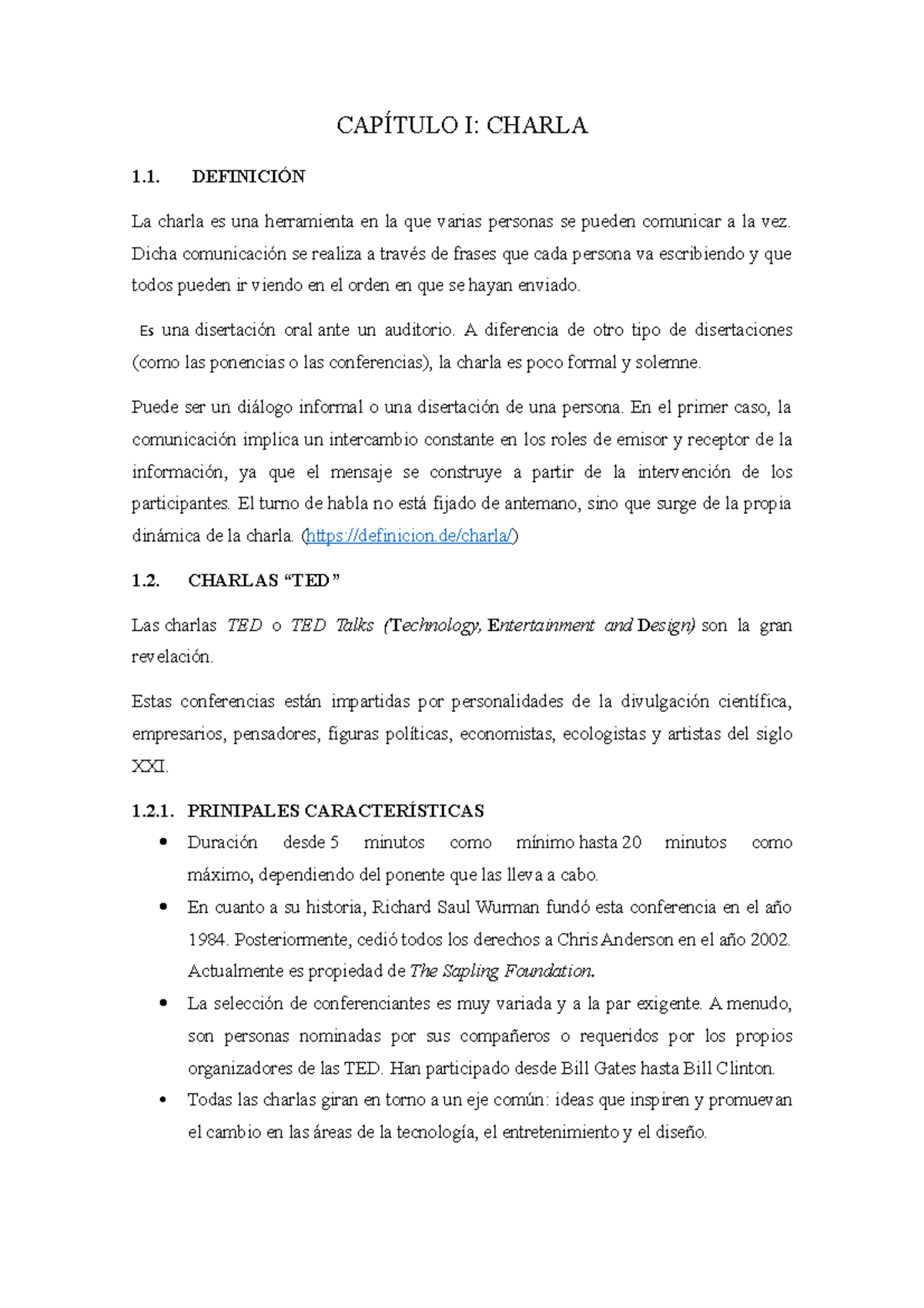 Charla Academica Cap Tulo I Charla Definici N La Charla Es Una Herramienta En La Que