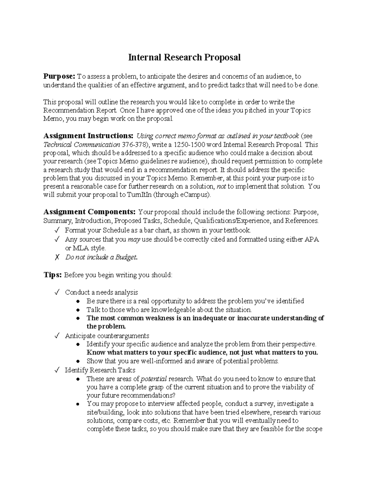 Internal Research Proposal Assignment Sheet - ENGL 30 - (ENGL