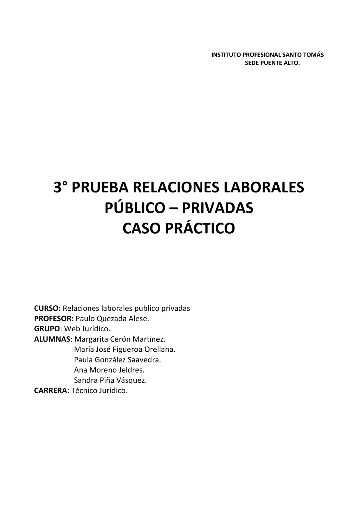 Relaciones Laborales Publico Privadas 1 - INSTITUTO PROFESIONAL SANTO TOMÁS  SEDE PUENTE ALTO. 3° - Studocu