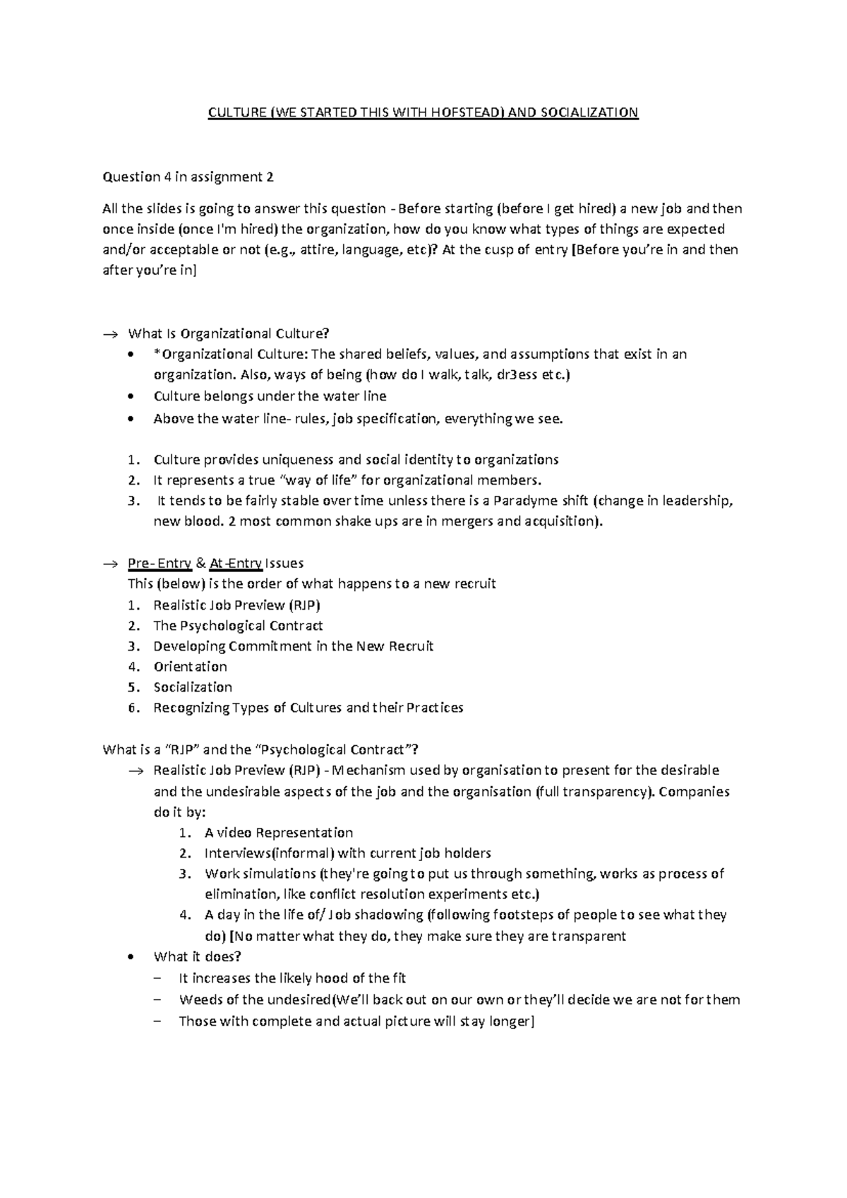 Culture and Socialization - CULTURE (WE STARTED THIS WITH HOFSTEAD) AND ...