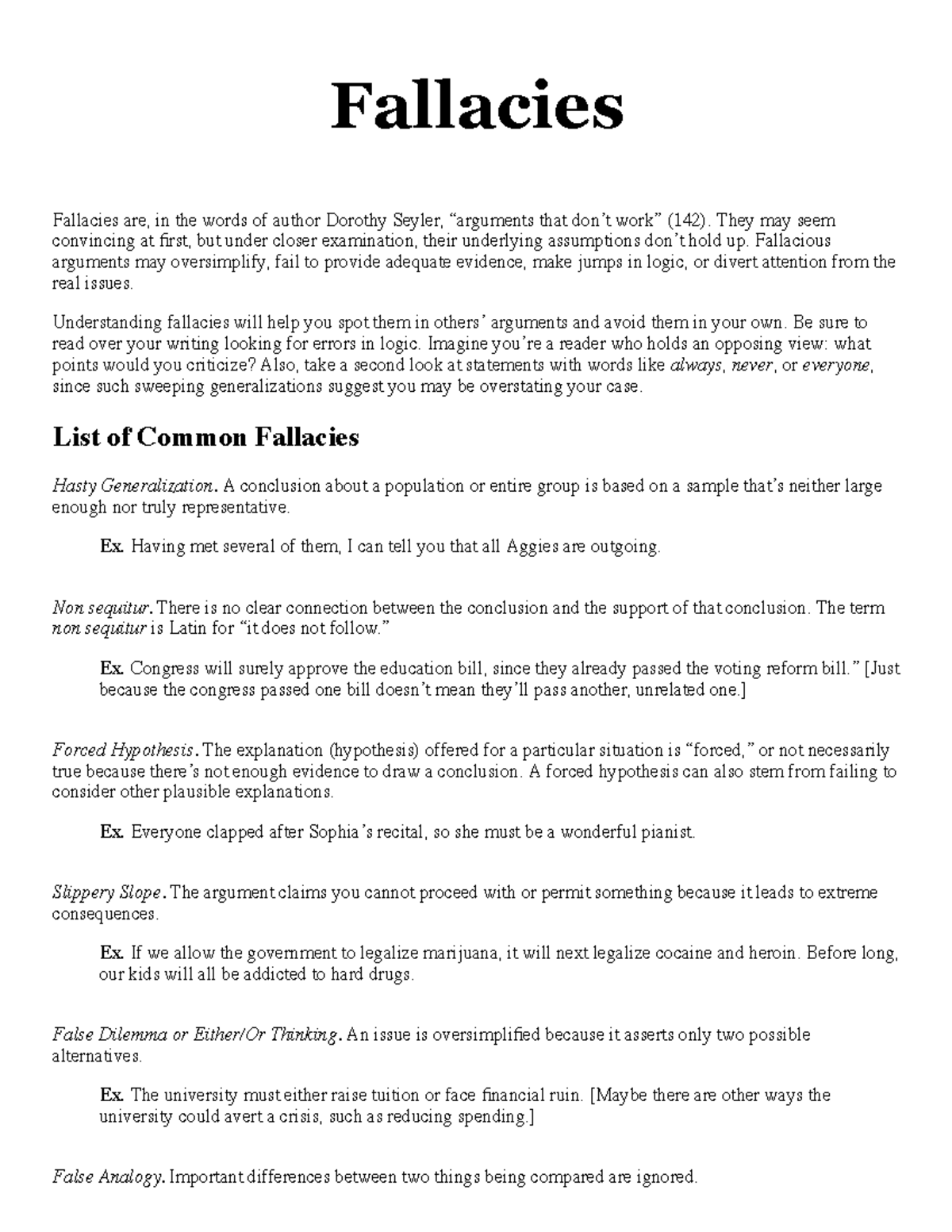List Of All Fallacies | Fallacy of Accident (Sweeping Generalization ...